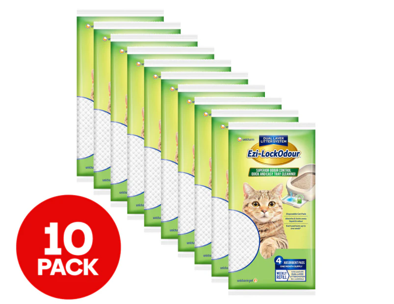 10 x 4pk Ezi-LockOdour Absorbent Cat Pads
