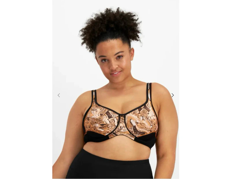 Women 2 x Berlei Electrify Underwire Non-Contour Print Bra Brown Multi Y556wp - Brown Multi KY5