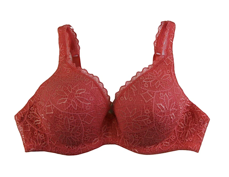 2 x Berlei Womens Lady Barely There Lace Bra Petal Yytp A B C D Dd E Peach Nylon/Polyester - Peach