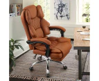 Furb Executive Office Chair PU Leather Thick Back Padded Seat Support Recliner with Footrest Brown