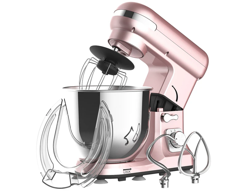 6.5L 1400W Stand Mixer with Stainless Steel Bowl Electric Cooker, Electric Stand Mixer Classic Kitchen Machine | Pink Chef Machine 6-Speed Control