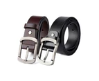 Vintage Pattern Leather Belt Allow Pin Buckle Swera Brown Waist Belt - Black