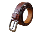 Vintage Pattern Leather Belt Slim Double Tone Brown Dress Belt Pin Buckle Waist Belt