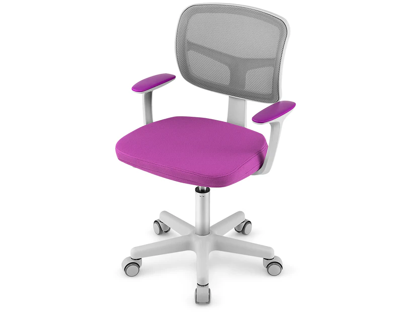 Giantex Ergonomic Home Office Chair 360° Swivel Rolling Task Chair w/Mesh Back & Armrest Height Adjustable Modern Computer Desk Chair, Purple