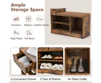 Giantex Shoe Storage Bench Entryway Shoe Cabinet w/Open Compartments & Drawer Industrial Shoe Rack Rustic Brown