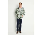 RIVERS - Mens Jacket -  Polar Fleece Check Shacket With Detachable Hood - Green Check