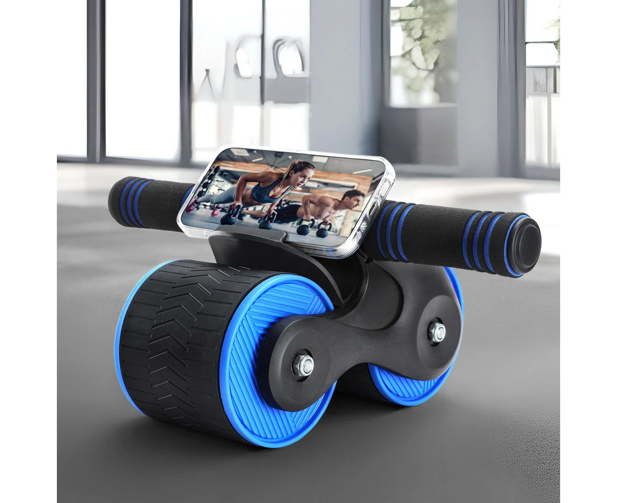 Everfit Ab Roller Automatic Rebound Abdominal Wheel Home Gym Workout Blue