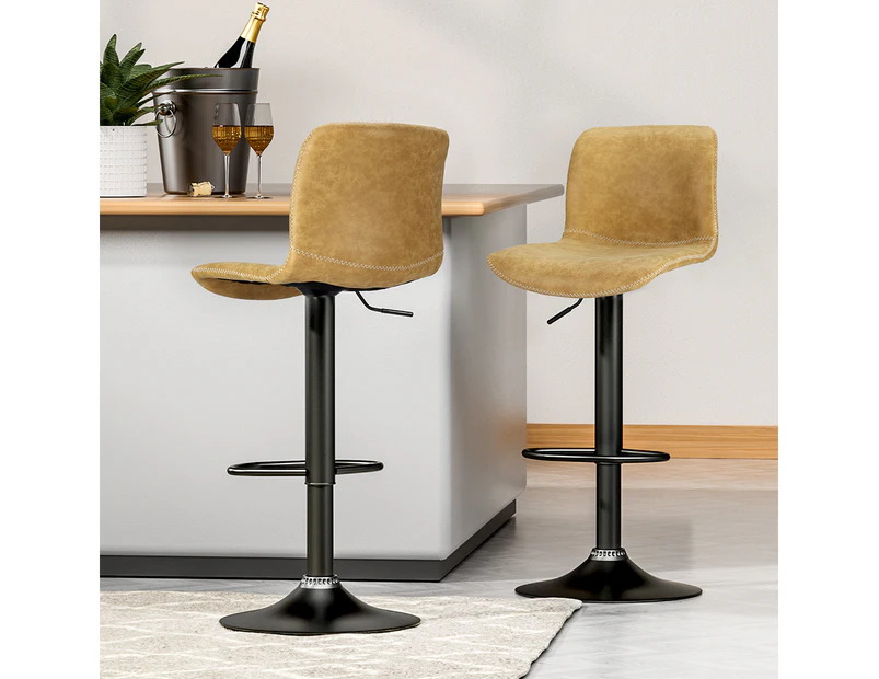 Bar Stools Set of 2 Adjustable Kitchen Barstool Table Brown