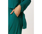 cheibear Solid Color 3pcs Loungewear Set - Green - Green