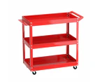 3-Tier Tool Cart Trolley Toolbox Workshop Garage Storage Organizer Red