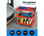 3-Tier Tool Cart Trolley Toolbox Workshop Garage Storage Organizer Red