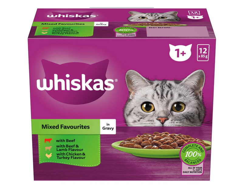 Whiskas  Adult Mixed Favourites in Gravy Wet Cat Food 12x85g