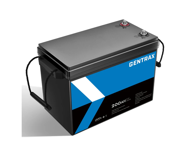 Gentrax 12V 200Ah Lithium Iron Phosphate Battery LiFePO4 Rechargeable  Replace SLA AGM Solar Boat RV Marine BMS Battery Management System Camping  Power
