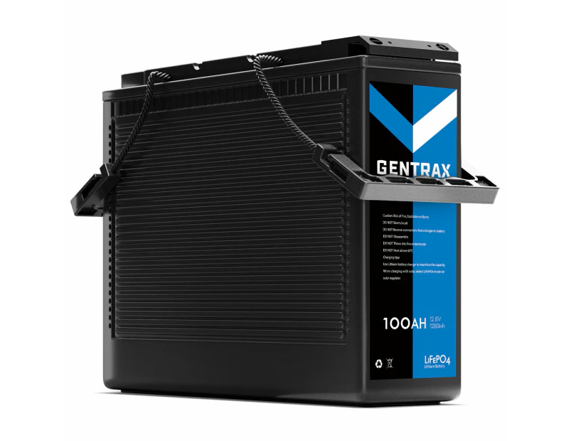 Gentrax Slim 100Ah 12V Lithium Battery 1280wh LiFePO4 Rechargeable 3000+ Deep Cycles Built-in BMS Caravan RV Marine Van Outdoor Power Replace SLA AGM
