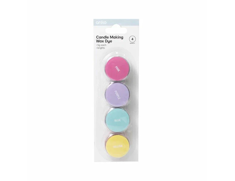 Candle Making Wax Dye, Brights, 4 Pack - Anko