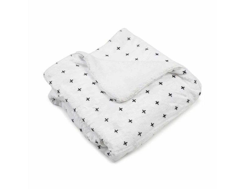 Plush Blanket, Crosses - Anko - White