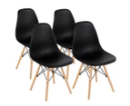 Giantex 4x Eames DSW Dining Chairs Modern Kitchen Armless Chairs w/Wood Legs Home Office Chair Black