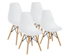 Giantex 4x Eames DSW Dining Chairs Modern Kitchen Armless Chairs w/Wood Legs Home Office Chair White