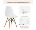 Giantex 4x Eames DSW Dining Chairs Modern Kitchen Armless Chairs w/Wood Legs Home Office Chair White