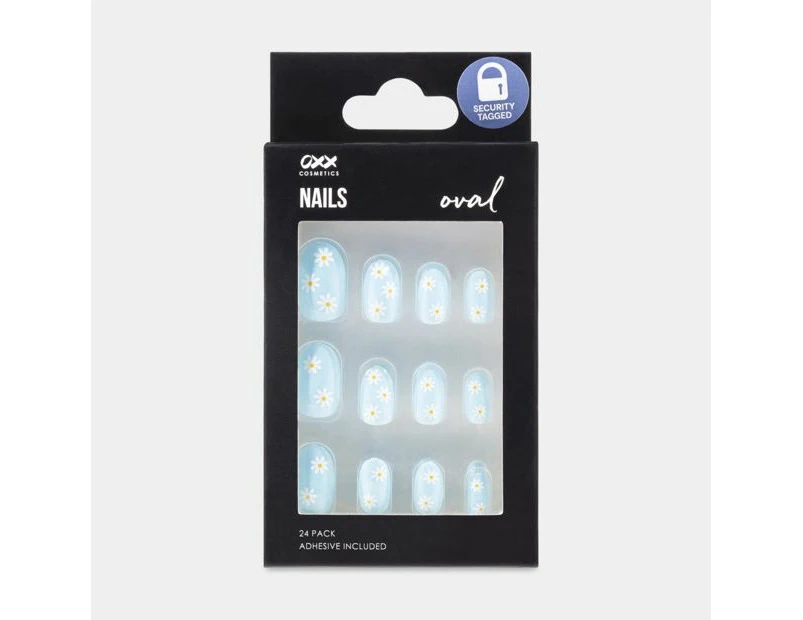 False Nails 24 Pack, Oval Shape, Blue - OXX Cosmetics - Blue