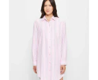 Long Sleeve Flannelette Pyjama Nightie - Pink