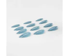 False Nails with Adhesive, 24 Pack, Stiletto Shape, Grey Blue Glazed Donut - OXX Cosmetics
