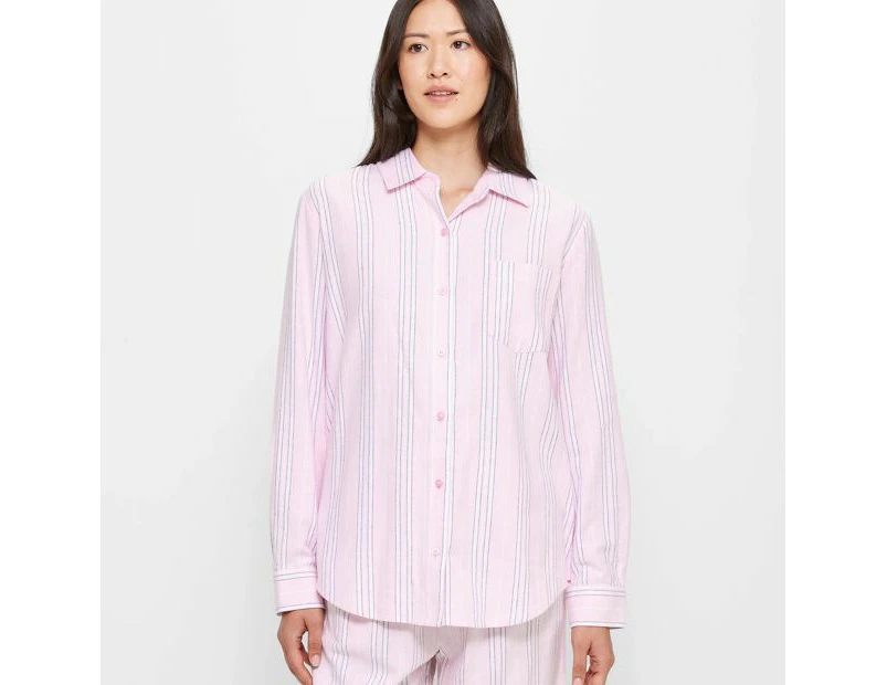 Target Long Sleeve Flannelette Pyjama Shirt - Pink