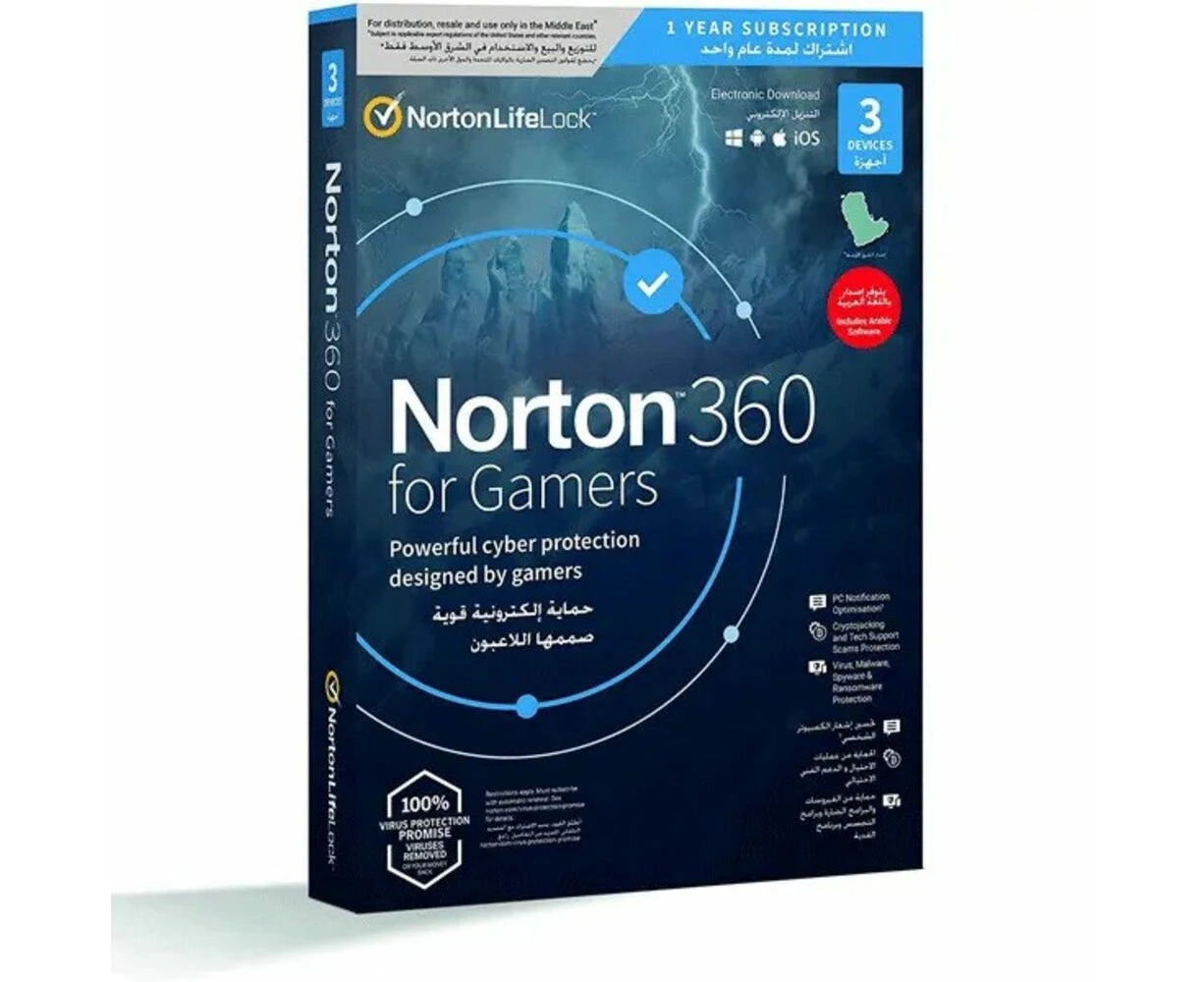 NORTON 360 FOR GAMERS 50GB AU 1 USER 3 DEVICE 12MO GENERIC ENR RSP DVDSLV GUM