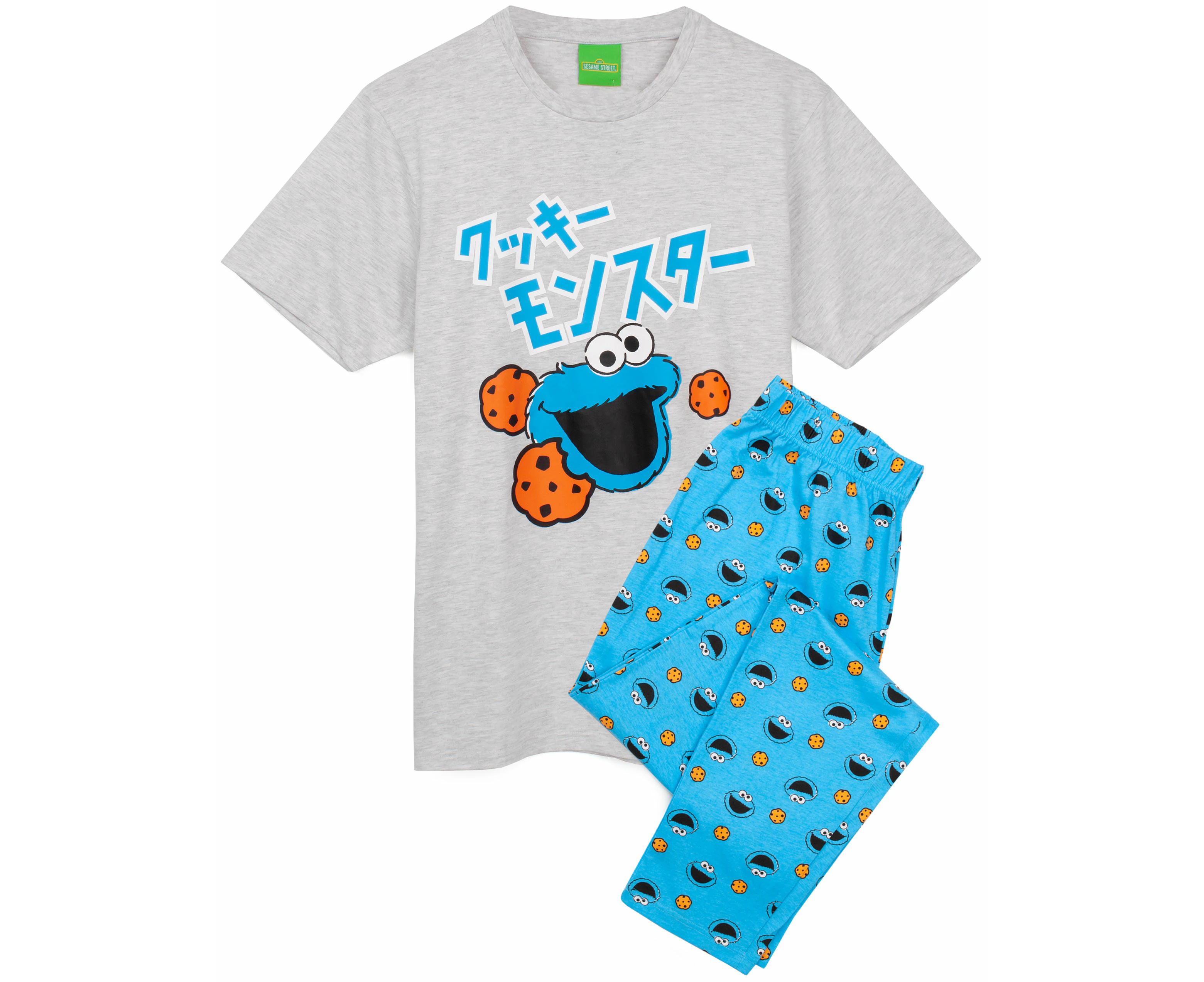 Sesame Street Mens Short Sleeve Long Leg Pyjama Set (Blue)