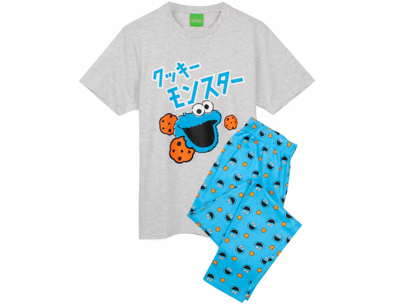 Sesame Street Mens Short Sleeve Long Leg Pyjama Set (Blue)
