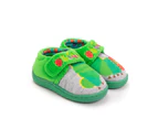 Eric Carle Boys Velcro Loafer Slippers (Green)