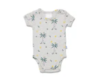 Marquise Baby Palm Print Bodysuit 2-Pack - White/Grey Marle