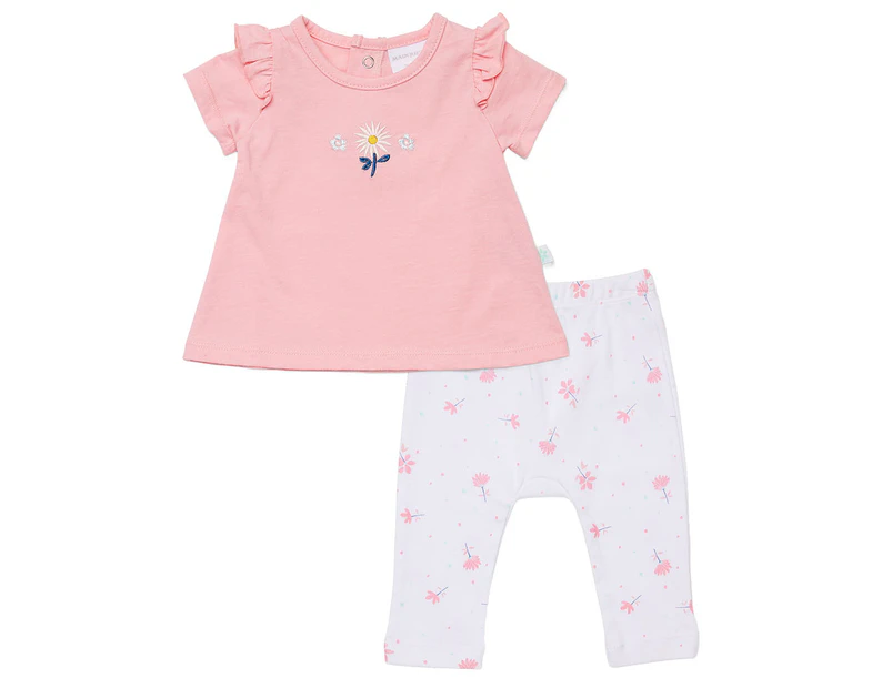 Marquise Baby Girls' Daisy Chain Top & Pant Set - Pink/White