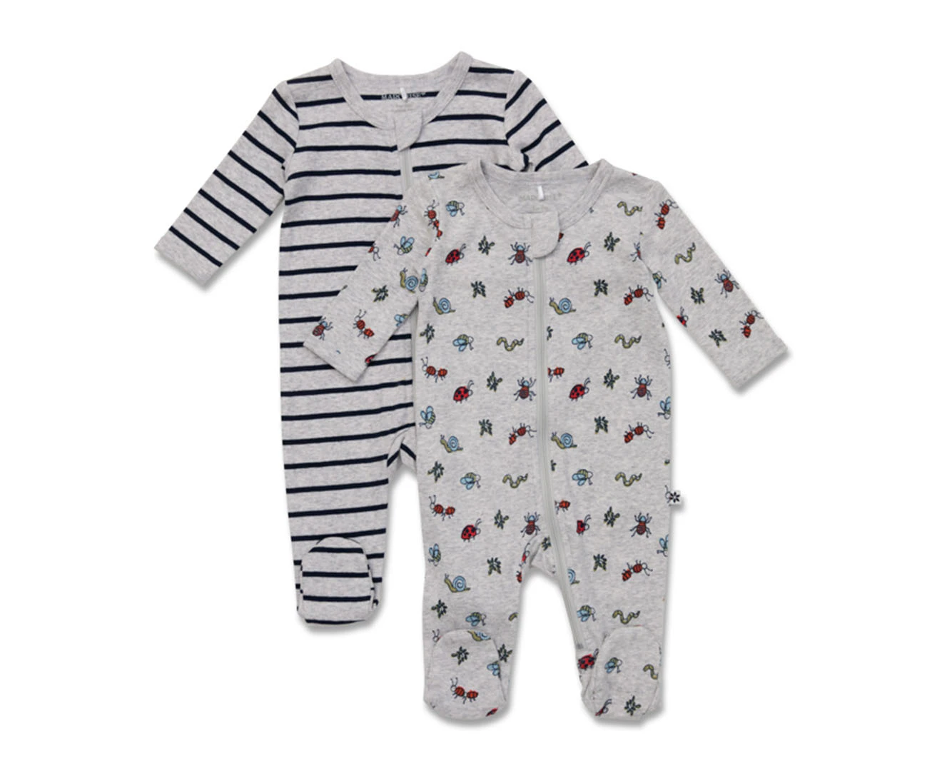 Marquise Baby Long Sleeve Zipsuit 2-Pack - Stripe/Bugs