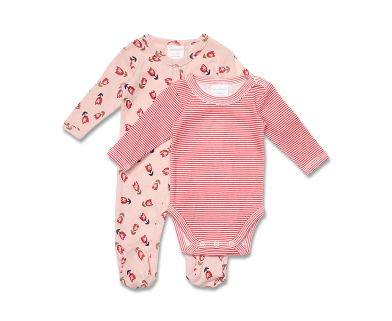 Marquise Baby Girls' Tulip Studsuit & Bodysuit 2-Piece Set - Tulips/Stripe