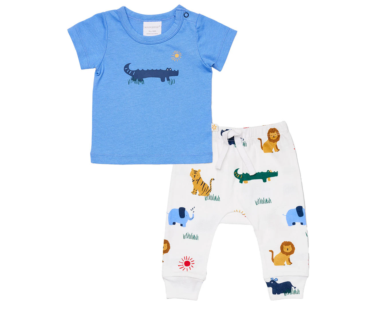 Marquise Baby Savannah Sunsets Croc Tee & Pant Set - White/Blue