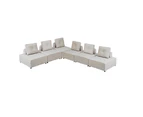 Foret 6pc Armless Seat Modular Extension Ottoman Couch Velvet Sofa 4 Colors - Beige