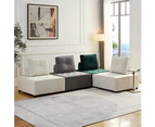 Foret 4pc Armless Seat Modular Extension Lounge Couch Velvet Fabrics Sofa Dark Grey