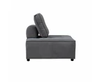 Foret 3pc Armless Seat Modular Extension Lounge Couch Velvet Sofa Dark Grey