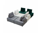 Foret 6pc Armless Seat Modular Extension Ottoman Couch Velvet Fabrics Sofa Beige