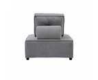 Foret 5pc Armless Seat Modular Extension Ottoman Couch Velvet Sofa Light Grey