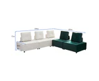 Foret 5pc Armless Seat Modular Extension Ottoman Couch Velvet Sofa Light Grey