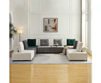 Foret 5pc Armless Seat Modular Extension Ottoman Couch Velvet Fabrics Sofa Beige