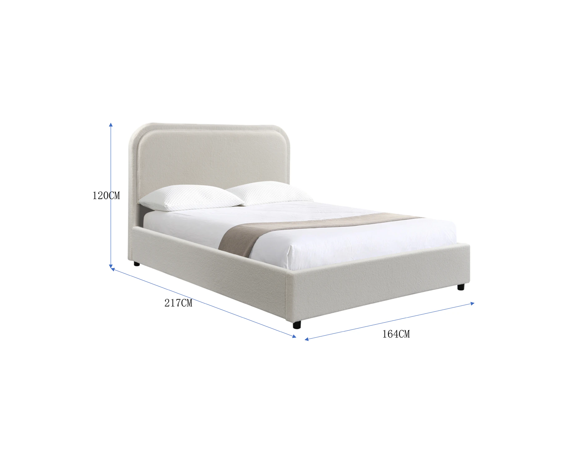 Foret Bed Frame Double King Size Mattress Base Wooden Beds Platform Fabric - Queen