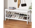 Artiss Shoe Rack Cabinet Bamboo Bench 10 Paris White