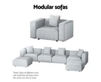Artiss Modular Sofa Chaise Set 3-Seater Grey