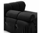 Foret 2 Seater Sofa Modular Arm Seat Tufted Velvet Lounge Couch Chaise Black