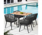 Livsip 4 Seater Outdoor Dining Setting Lounge Patio Furniture Wood-Plastic Table 4 Armchairs Set