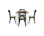 Oikiture 160cm Extendable Dining Table with 4PCS Dining Chairs Crossback Black