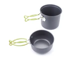 2Pcs/Set Portable Outdoor Travel Camping Picnic Cookware Aluminum Alloy Pot(Green)